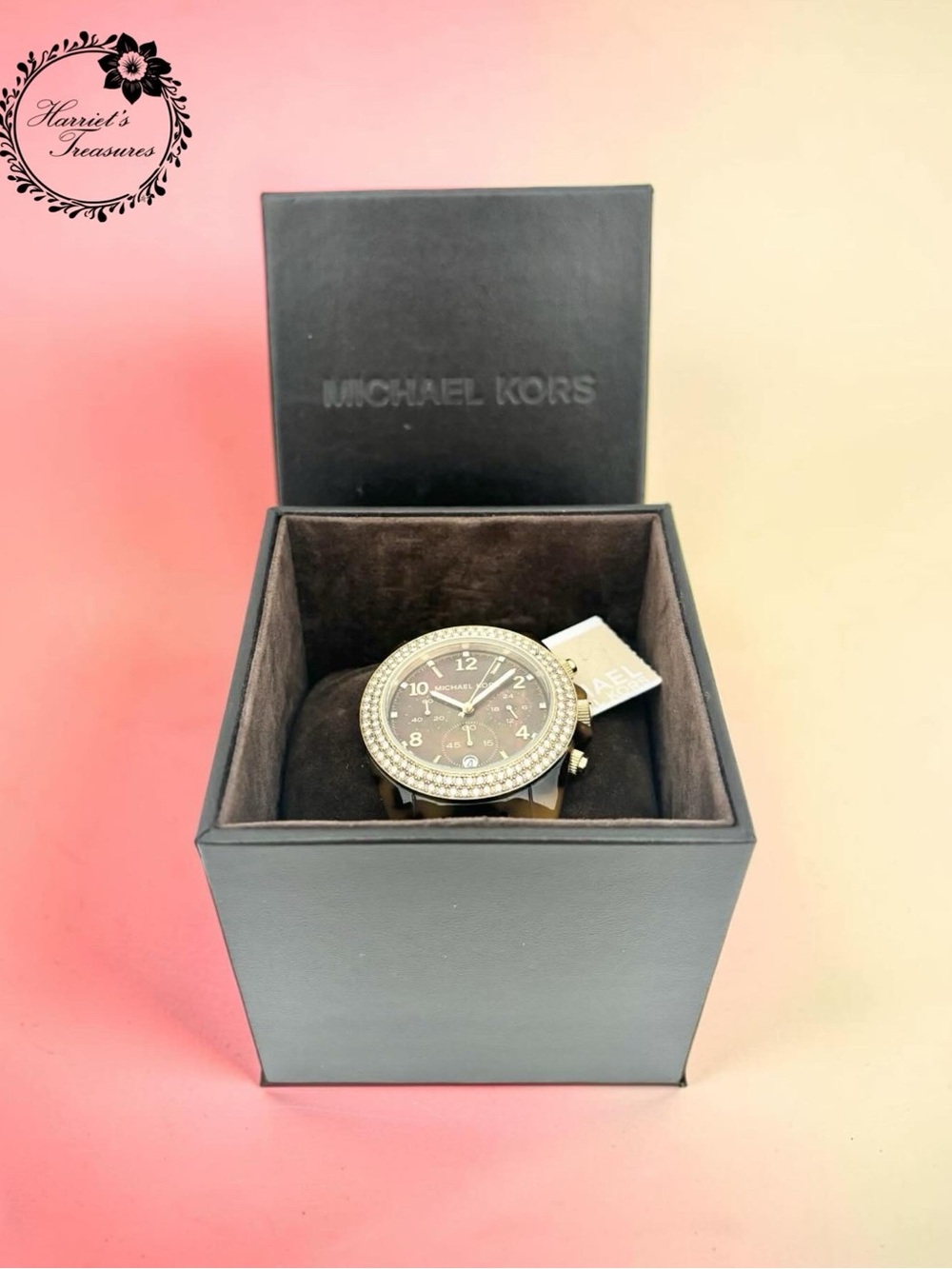 Michael Kors Gold-Tone Brown Dial Crystal Bezel Women’s Watch